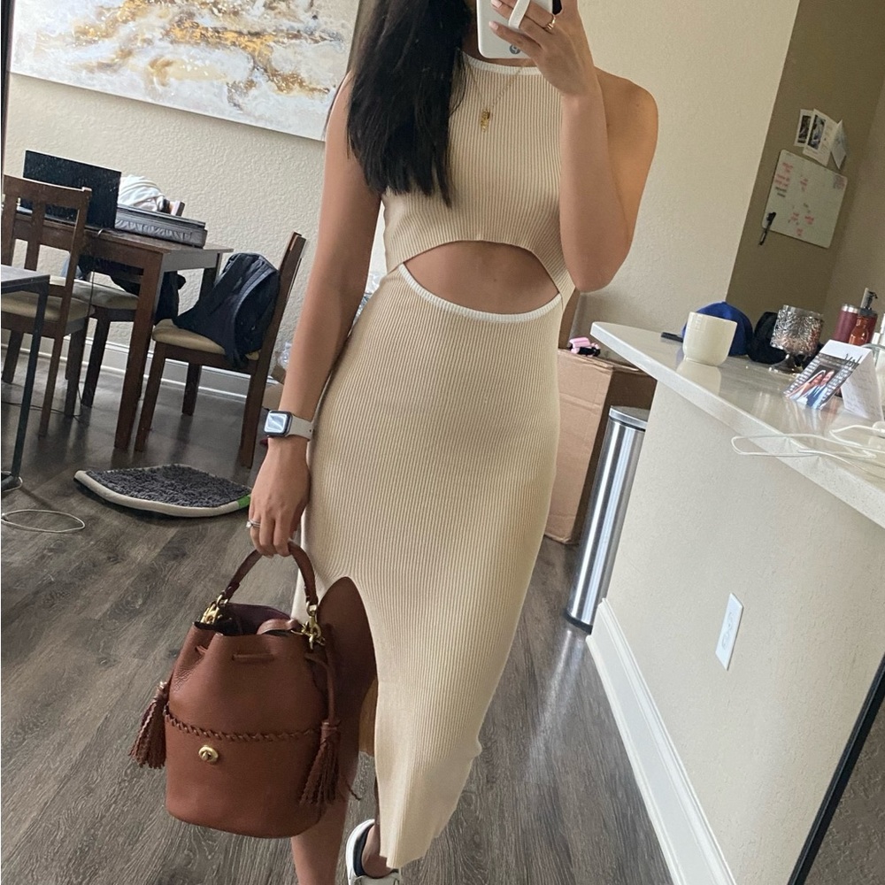 Amazon tan cutout dress